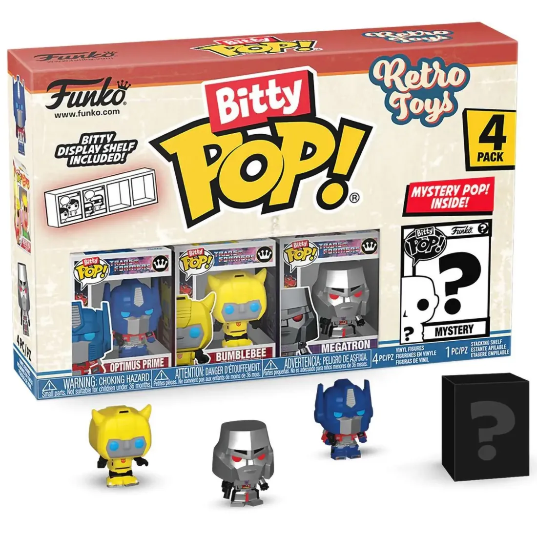 Фигурка Funko Bitty POP! Retro Toys Optimus Prime+Bumblebee+Megatron+Mystery (1 of 4) 4PK 75447