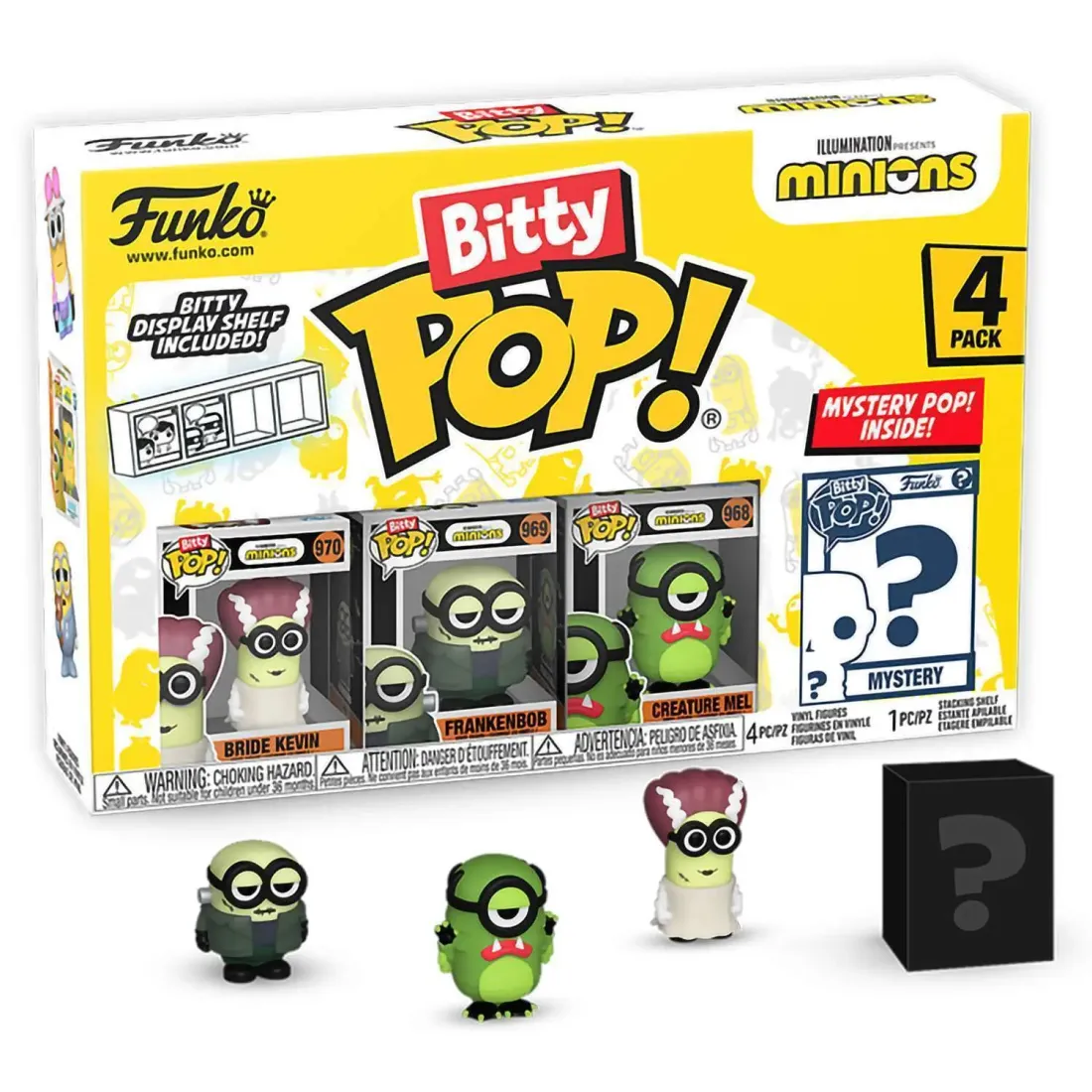 Фигурка Funko Bitty POP! Minions Bride Kevin+Frankenbob+Creature Mel+Mystery (1 of 4) 4PK 73036