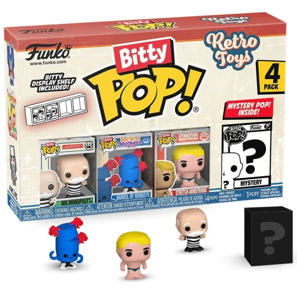 Фигурка Funko Bitty POP! Retro Toys Mr. Monopoly+Barrel+Stretch Armstrong+Mystery (1 of 4) 4PK 75449