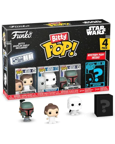Фигурка Funko Bitty POP! Star Wars S2 Princess Leia+Snowtrooper+Boba Fett+Mystery (1 of 4) 4PK 83669