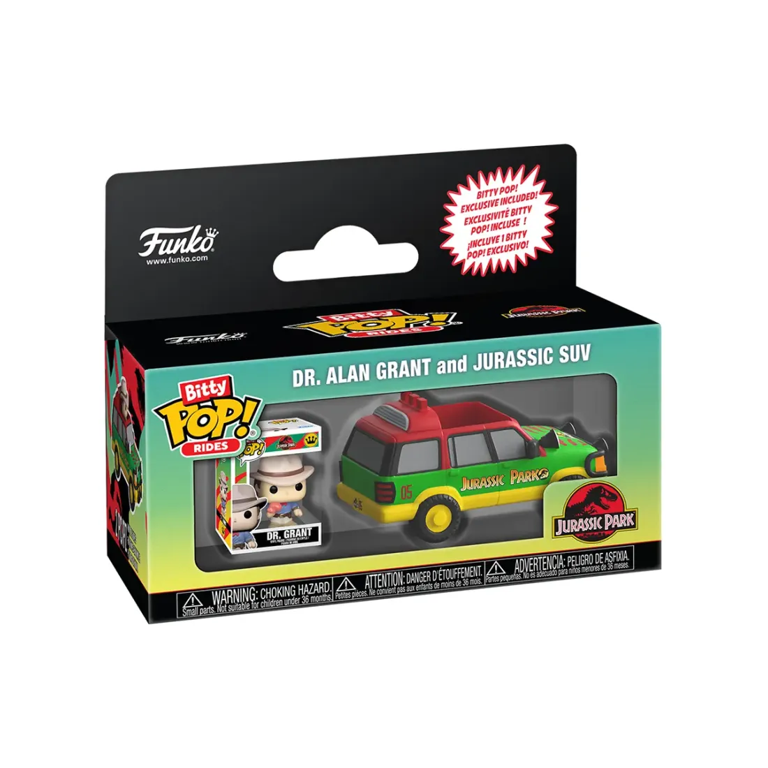 Фигурка Funko Bitty POP! Rides Jurassic Park Dr. Alan Grant and Jurassic SUV 90113