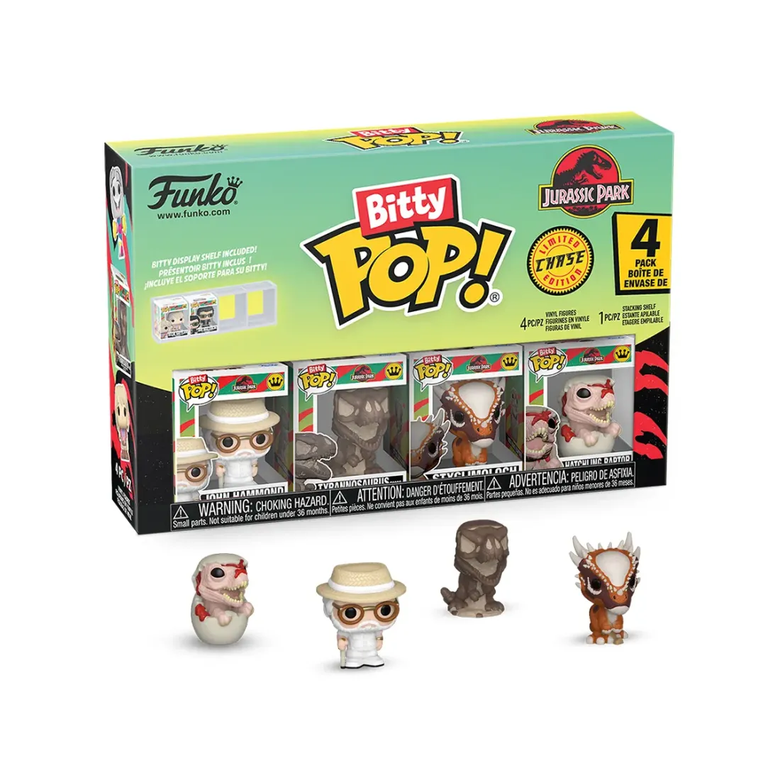 Набор Funko Bitty POP! Jurassic Park John+Tyrannosaurus+Stygimoloch+Velociraptor (1 of 4) 4шт 92954
