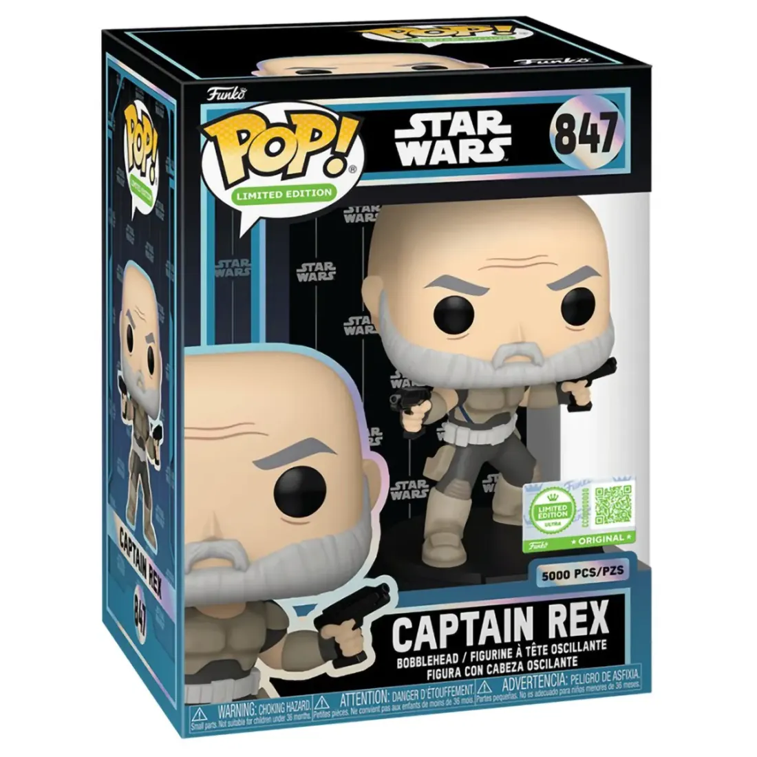 Фигурка Funko POP! Bobble Star Wars Clone Wars Captain Rex (No Helmet) (Ultra LE) (Exc) (847) 93437