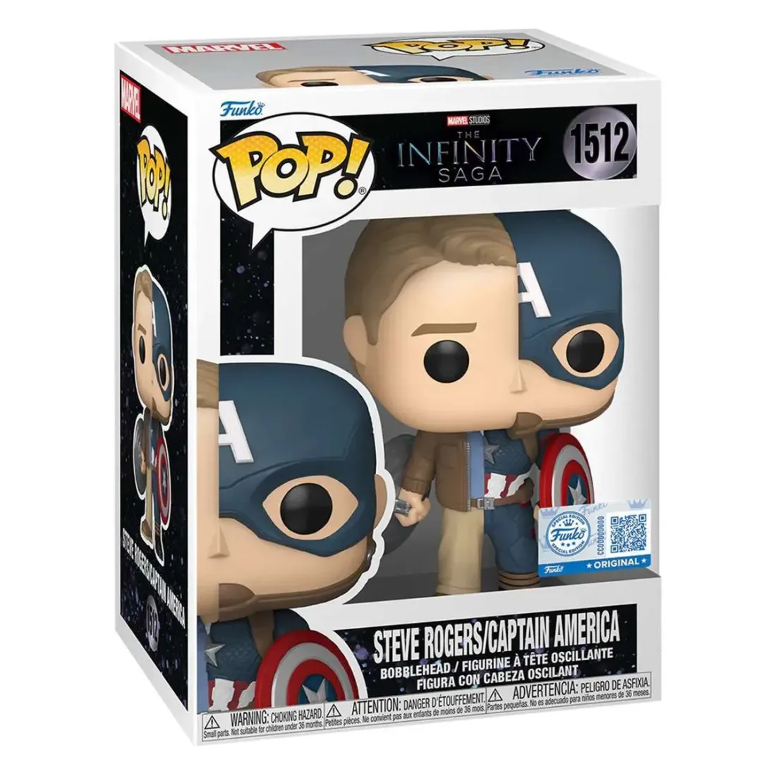 Фигурка Funko POP! Bobble Marvel Infinity Saga Split Steve Rogers/Captain America (Exc) (1512) 87222