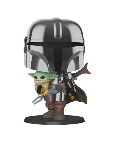 Фигурка Funko POP! Bobble Star Wars Mandalorian Mandalorian with Child Chrome 10" (380) 49931