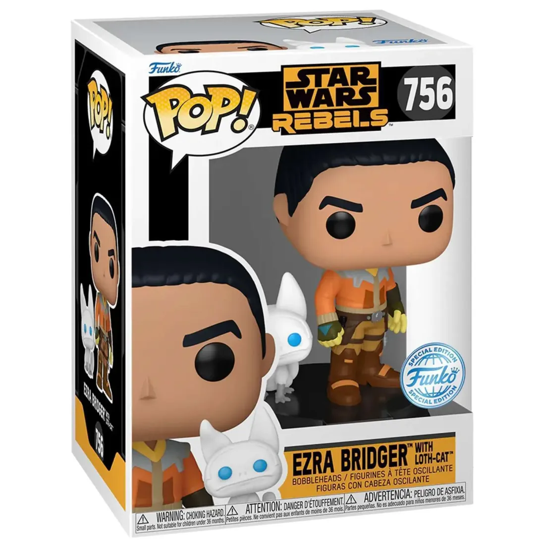 Фигурка Funko POP! Bobble Star Wars Rebels S2 Ezra Bridger w/Loth-Cat (Exc) (756) 84429